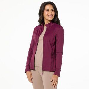 Joy Collection Luxe Performance Ultra Smooth Zip Up Jacket Size 2X Red Wine Yoga
